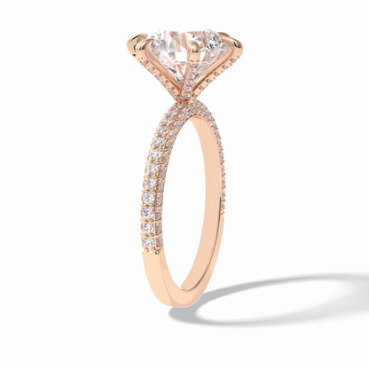 Round Pave Lab Grown Diamond Engagement Ring