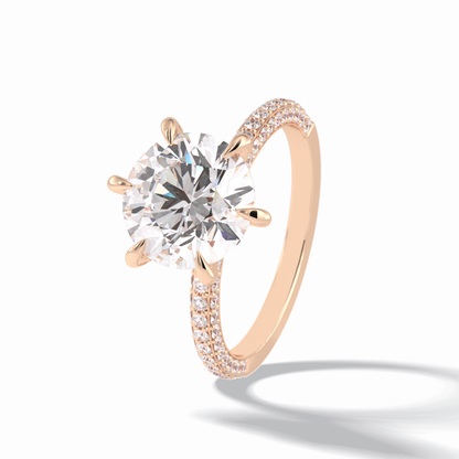Round Pave Lab Grown Diamond Engagement Ring