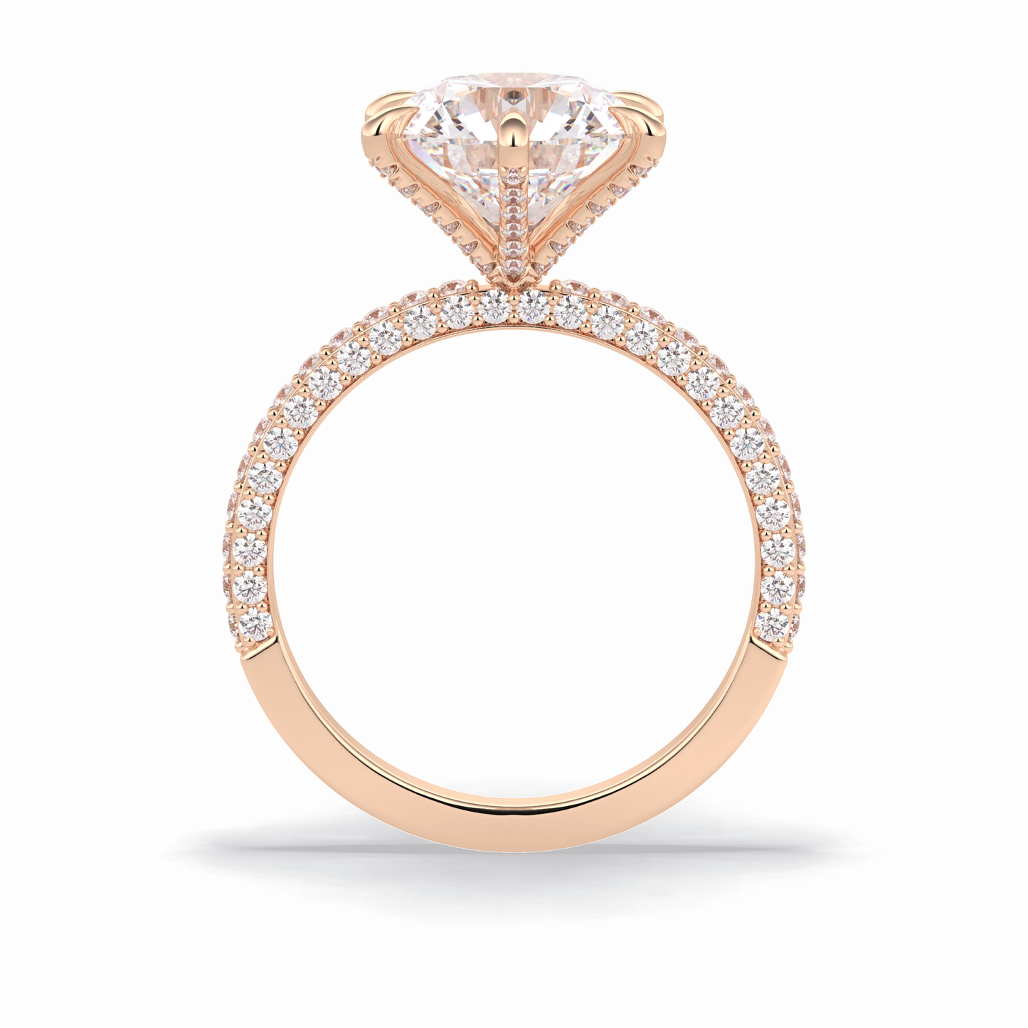 Round Pave Lab Grown Diamond Engagement Ring