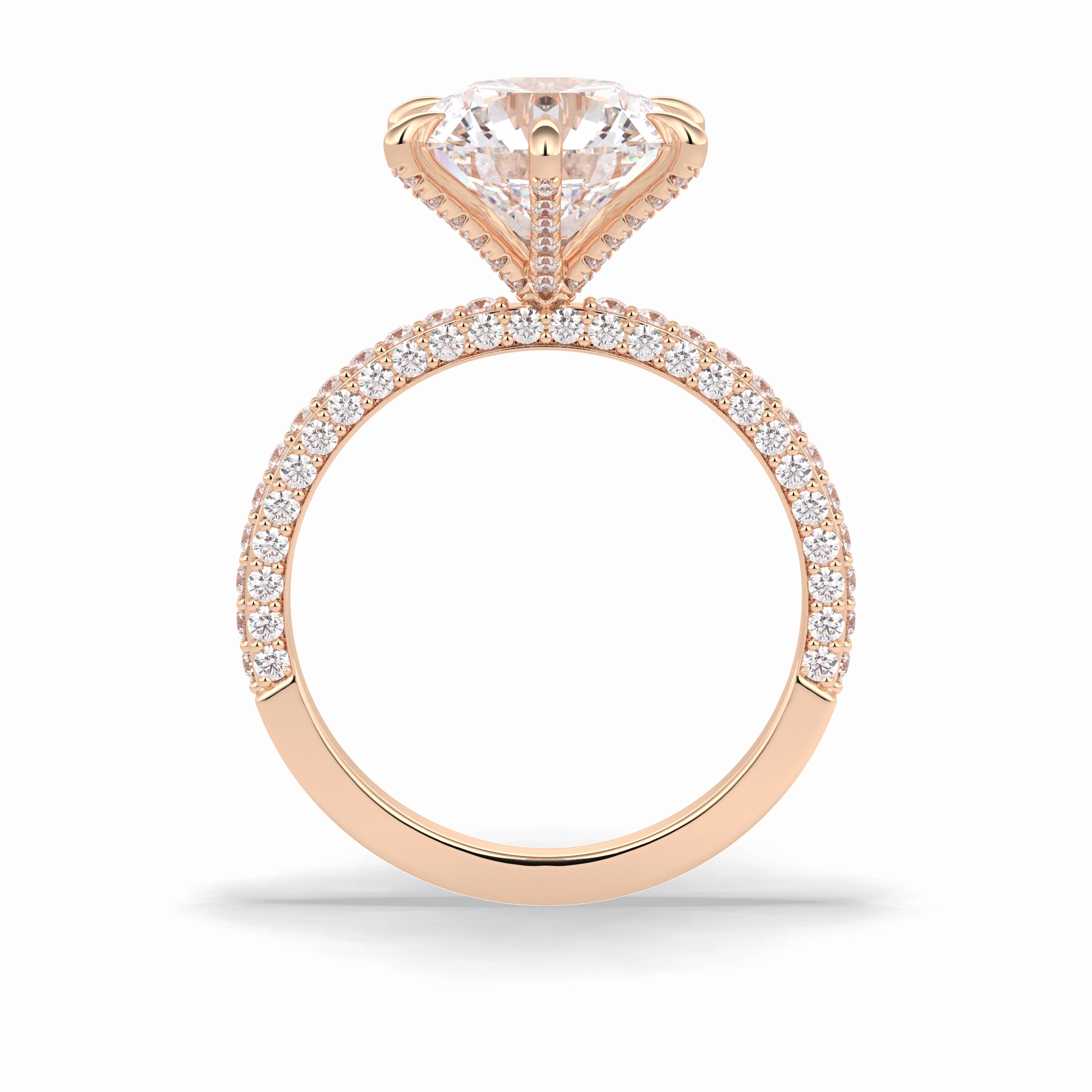 Round Pave Lab Grown Diamond Engagement Ring