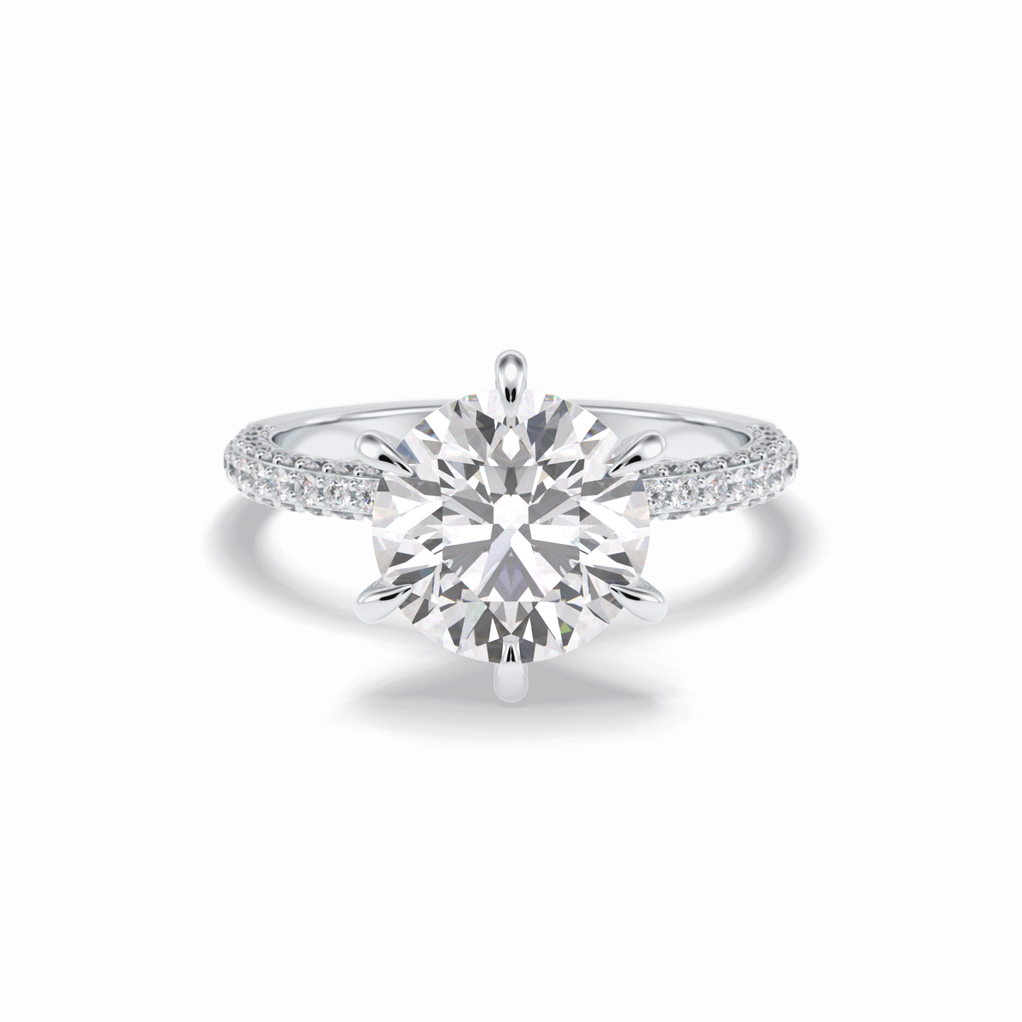 Round Pave Lab Grown Diamond Engagement Ring