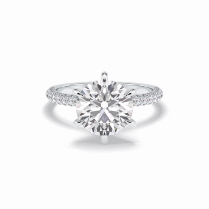 Round Pave Lab Grown Diamond Engagement Ring