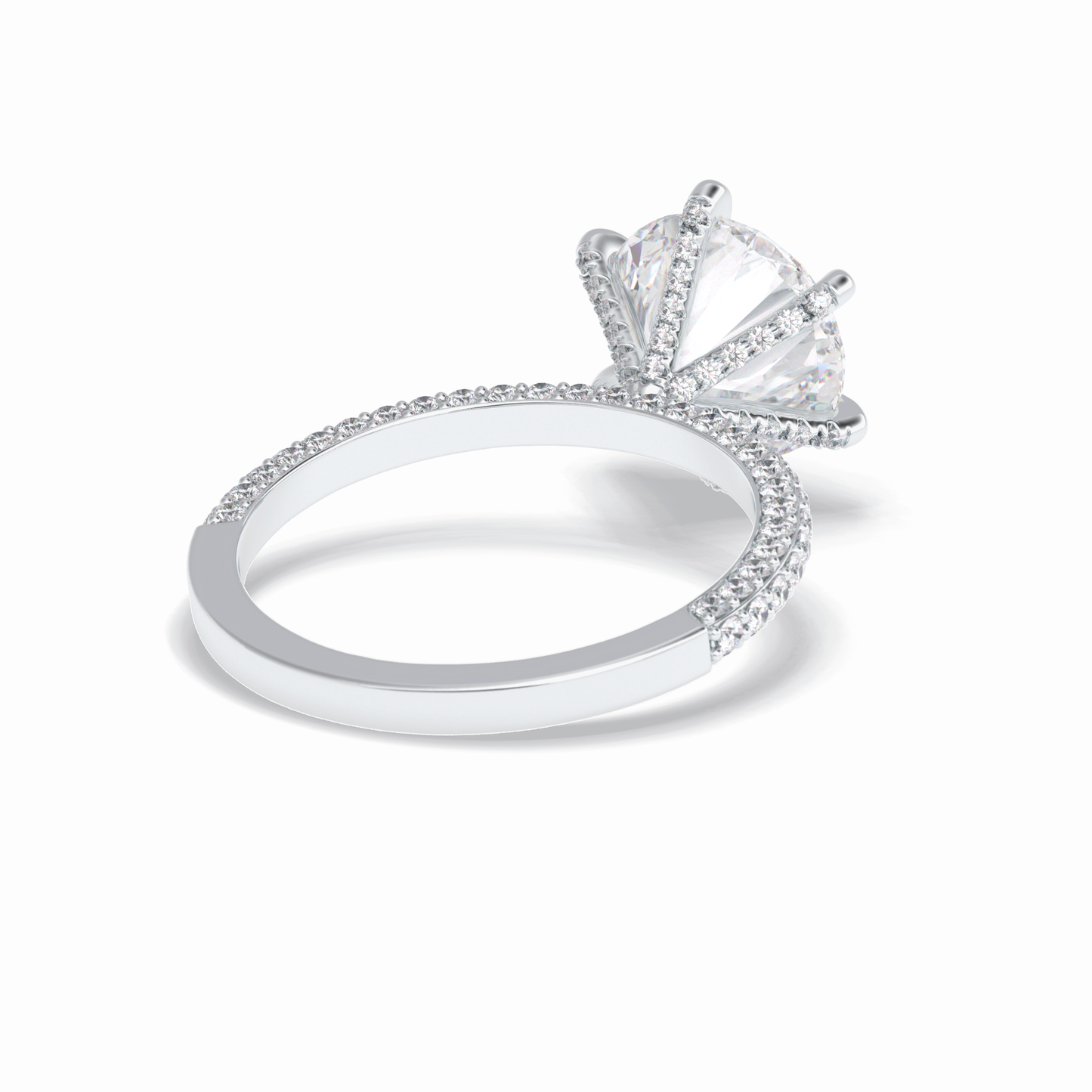 Round Pave Lab Grown Diamond Engagement Ring