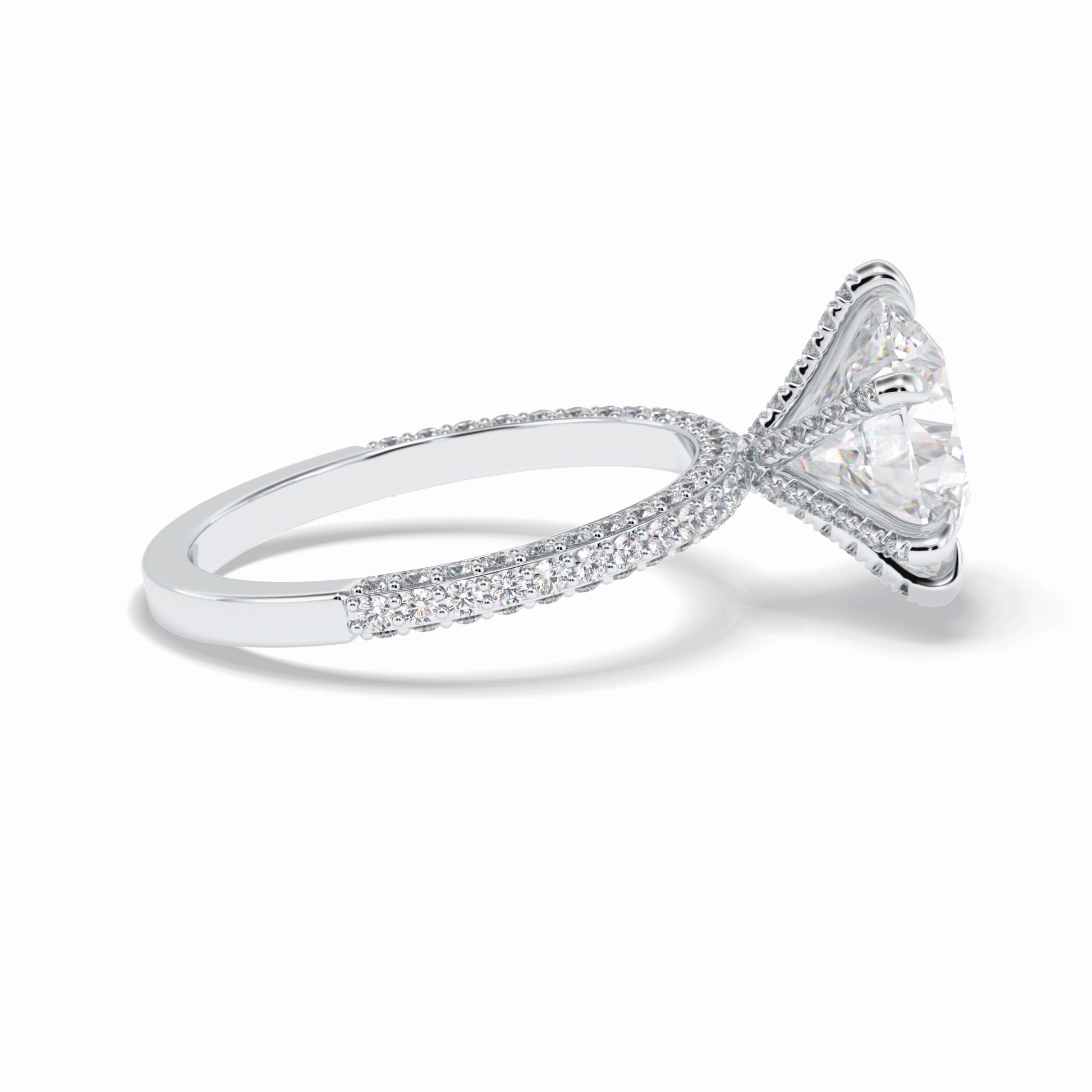 Round Pave Lab Grown Diamond Engagement Ring