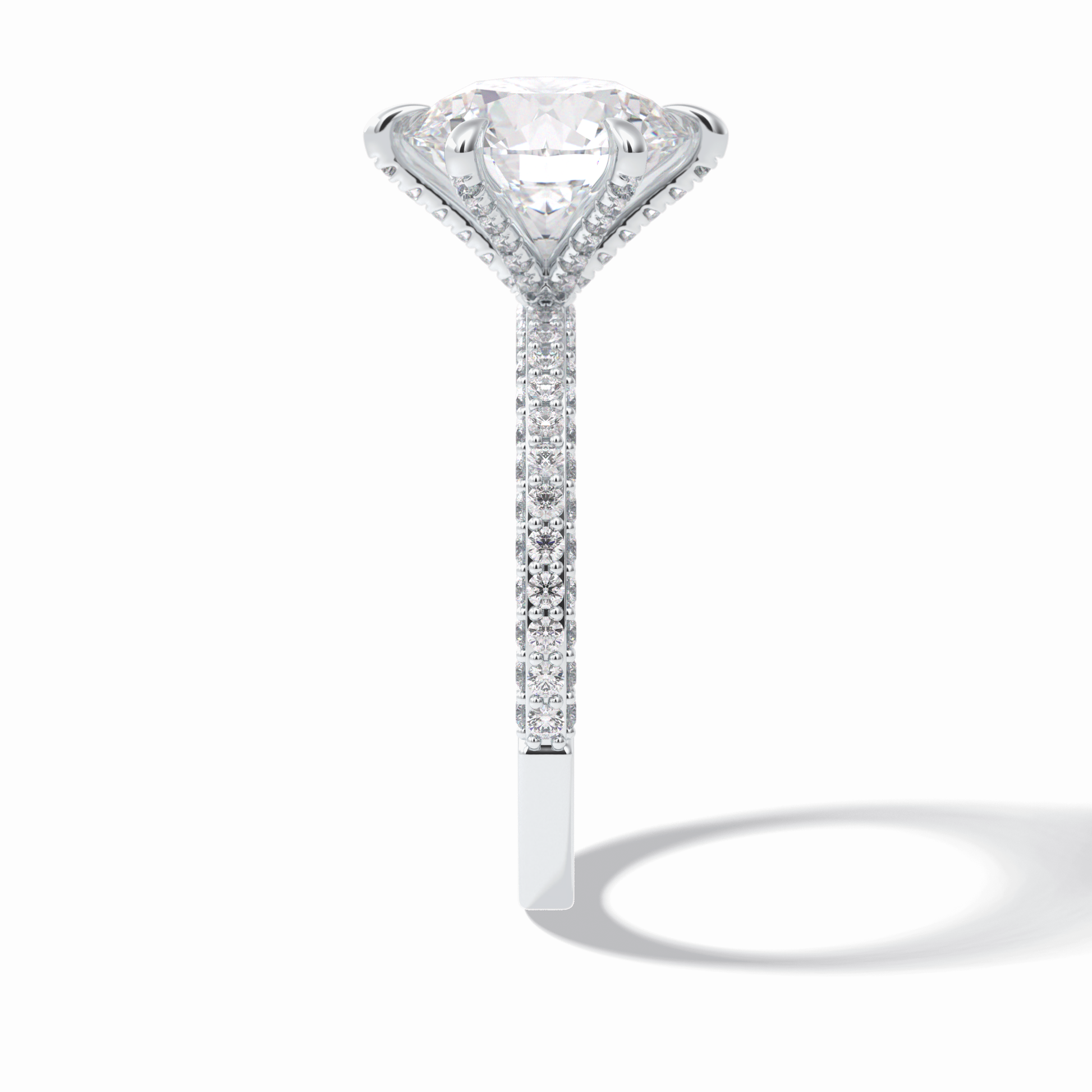 Round Pave Lab Grown Diamond Engagement Ring