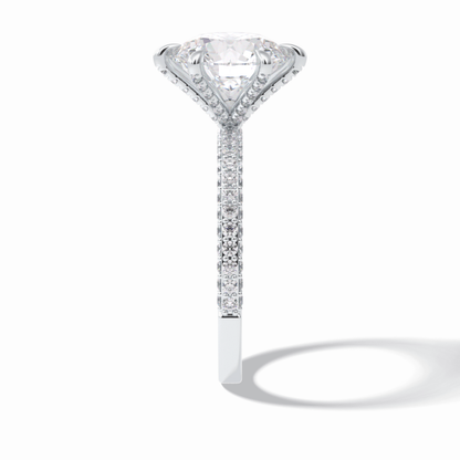 Round Pave Lab Grown Diamond Engagement Ring