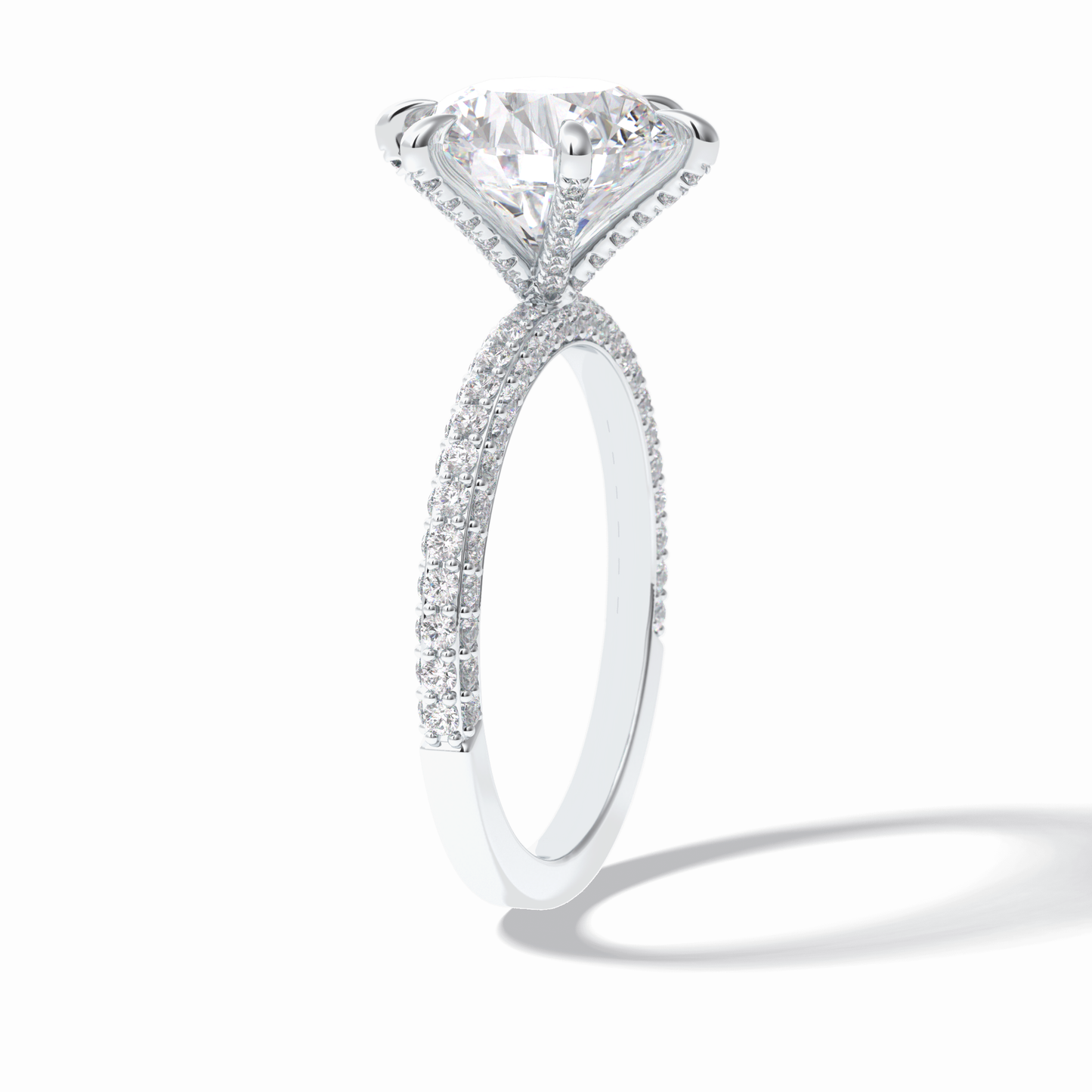 Round Pave Lab Grown Diamond Engagement Ring