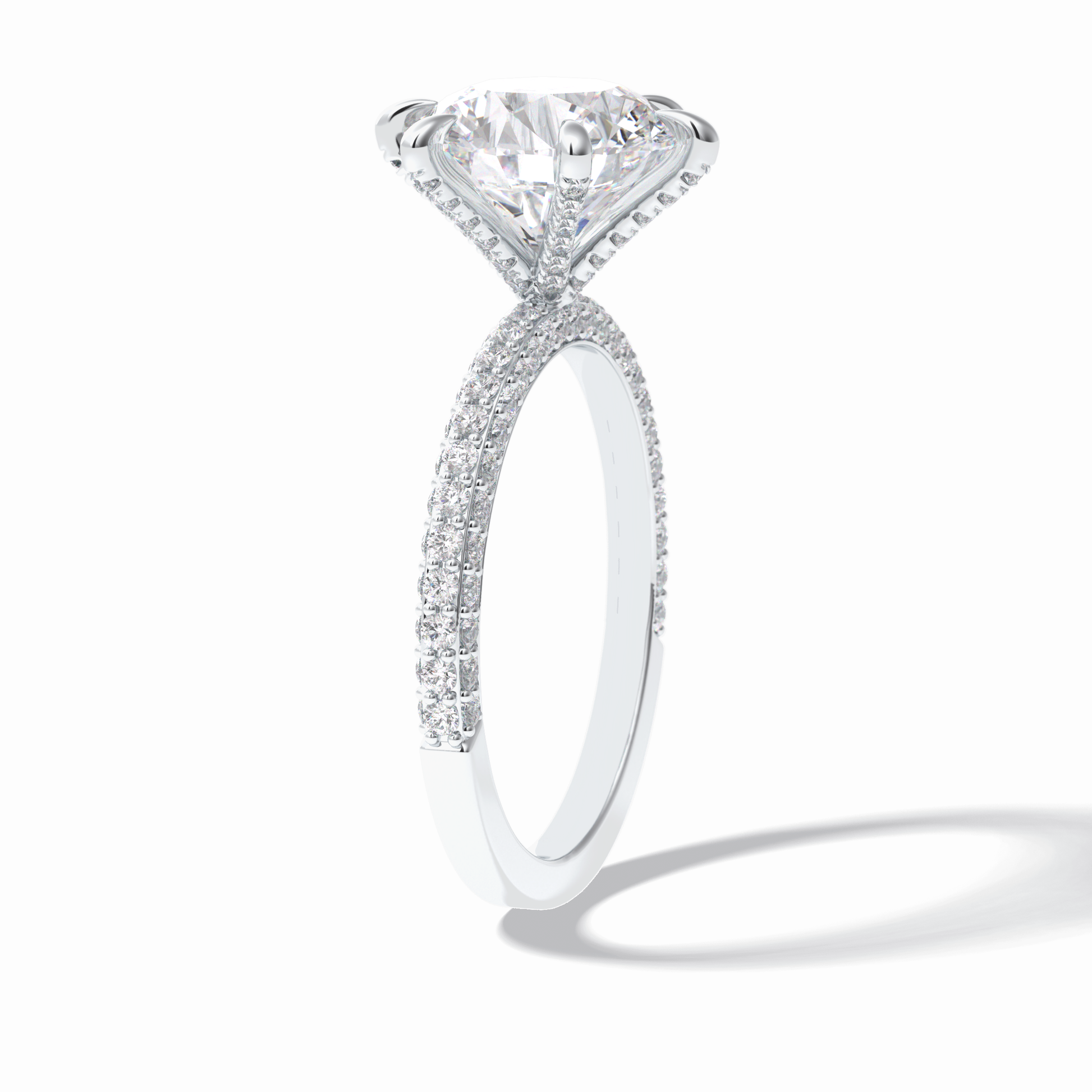 Round Pave Lab Grown Diamond Engagement Ring