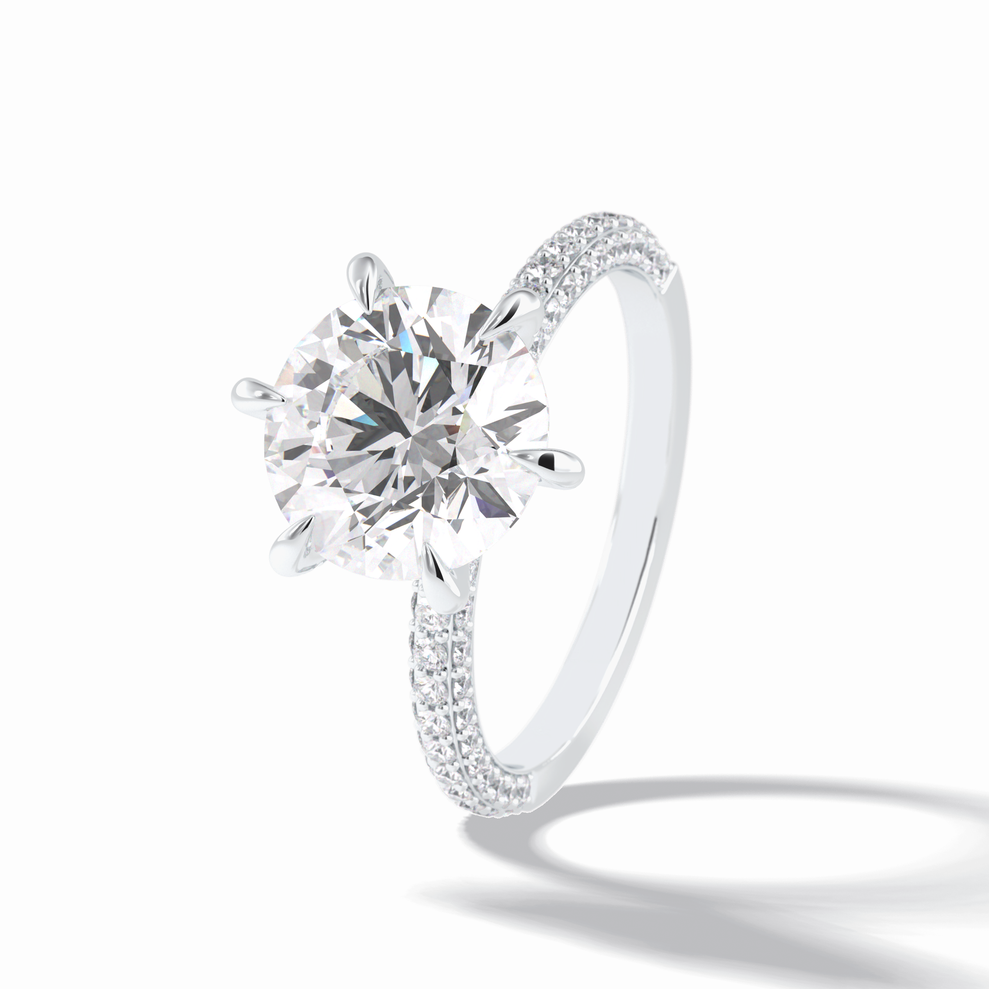 Round Pave Lab Grown Diamond Engagement Ring
