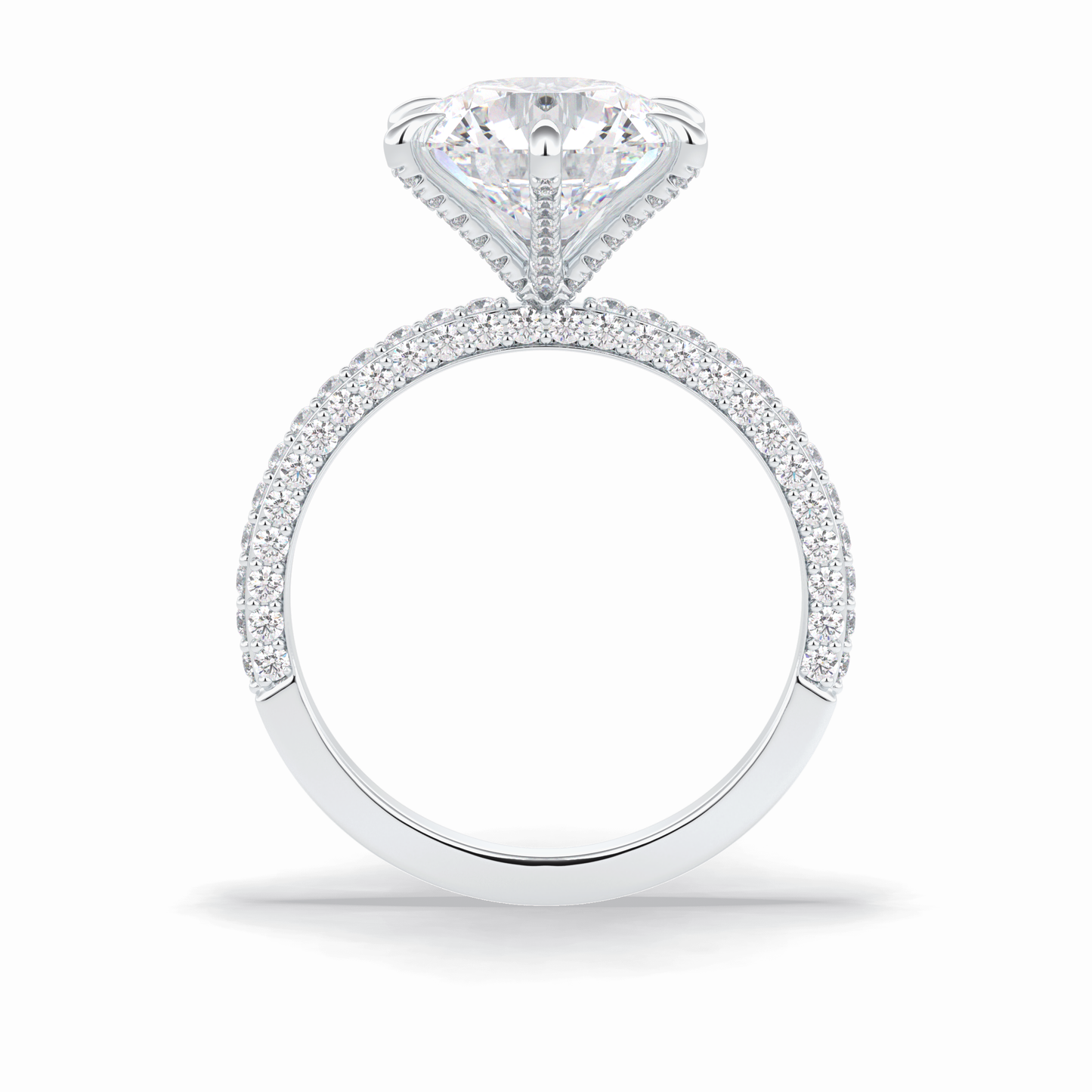 Round Pave Lab Grown Diamond Engagement Ring
