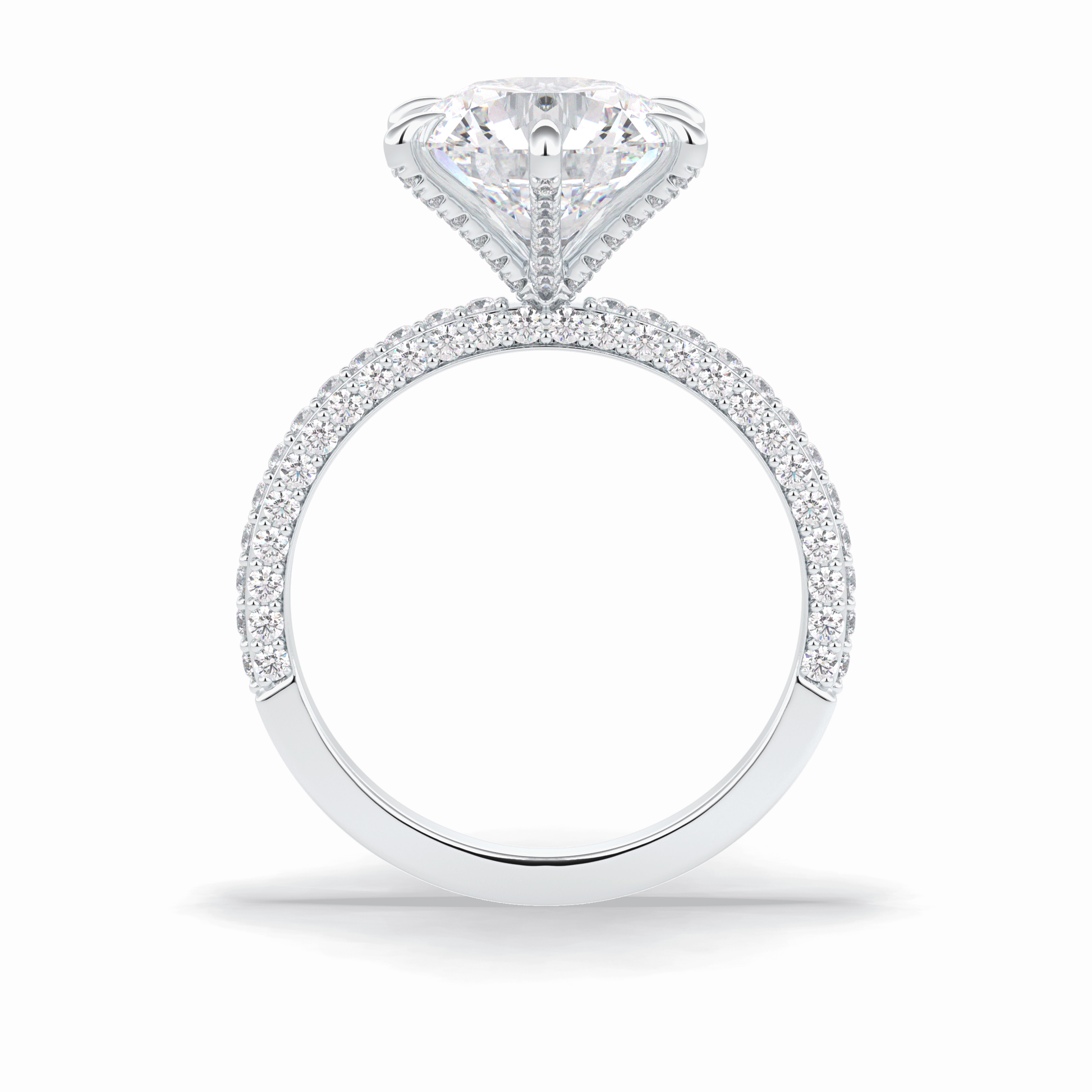 Round Pave Lab Grown Diamond Engagement Ring
