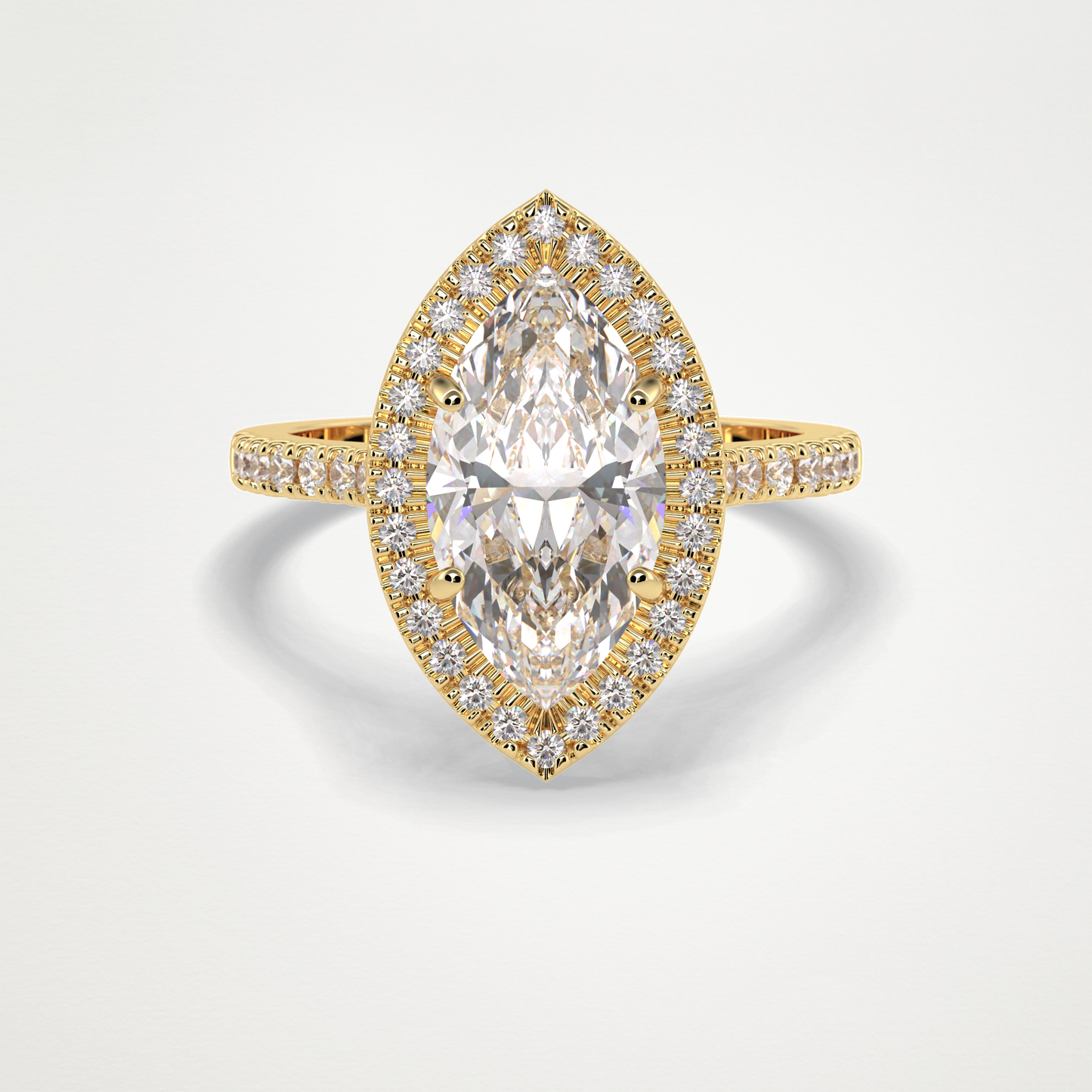 Marquise Halo & Pave Lab Grown Diamond Engagement Ring