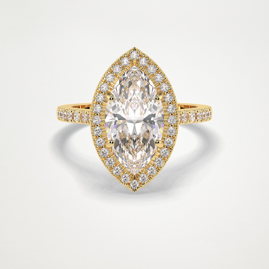 Marquise Halo & Pave Lab Grown Diamond Engagement Ring