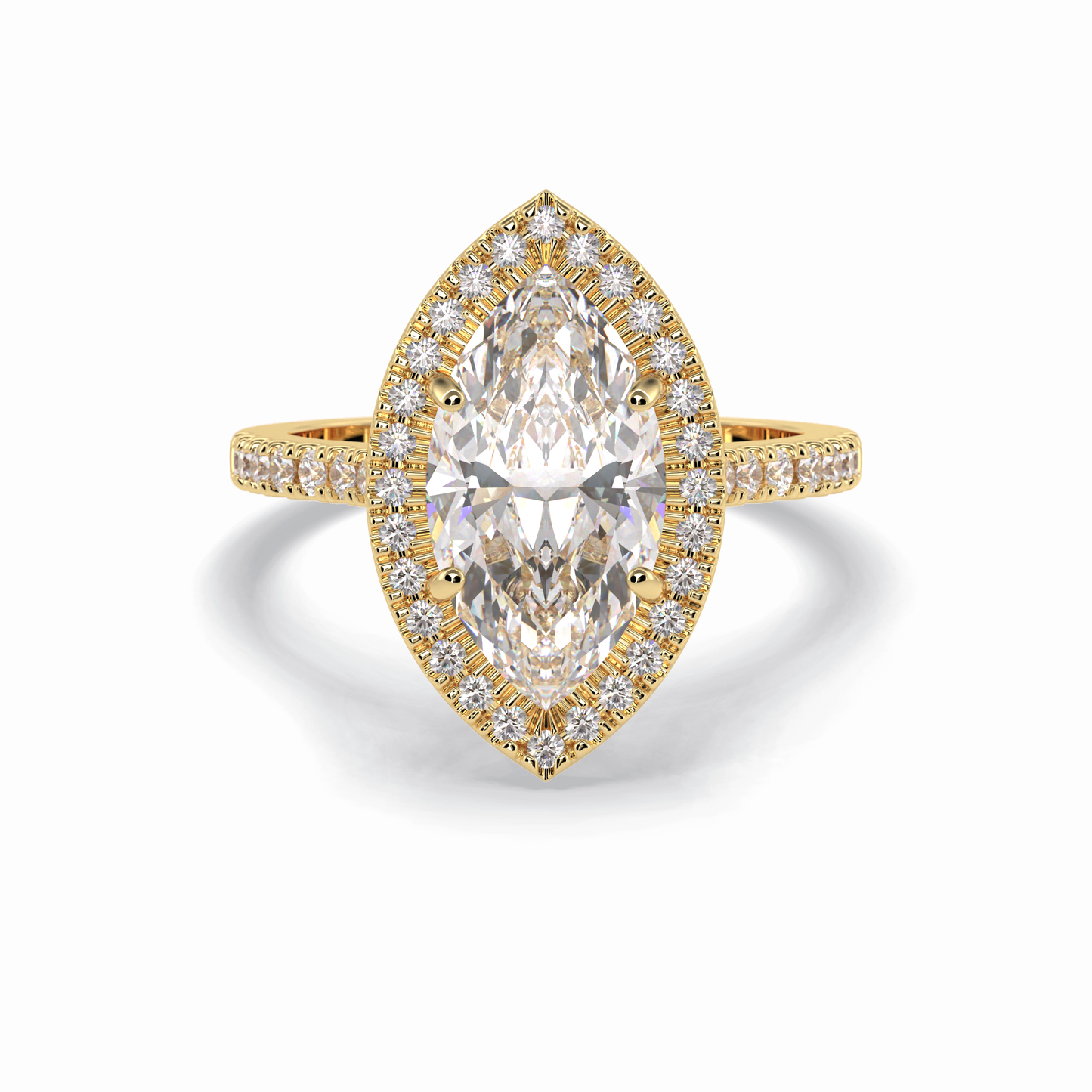 Marquise Halo & Pave Lab Grown Diamond Engagement Ring