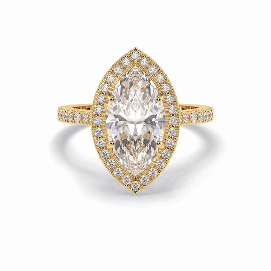 Marquise Halo & Pave Lab Grown Diamond Engagement Ring