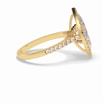 Marquise Halo & Pave Lab Grown Diamond Engagement Ring