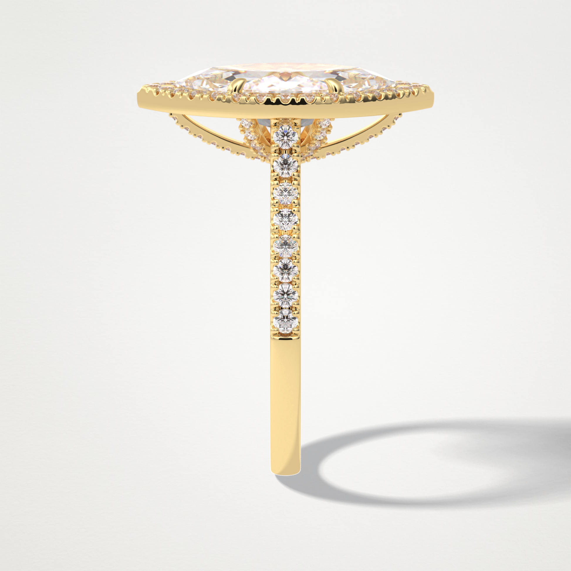 Marquise Halo & Pave Lab Grown Diamond Engagement Ring