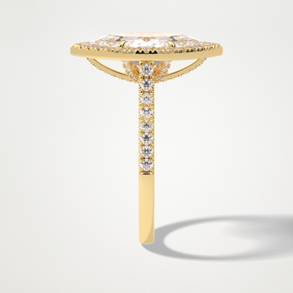 Marquise Halo & Pave Lab Grown Diamond Engagement Ring