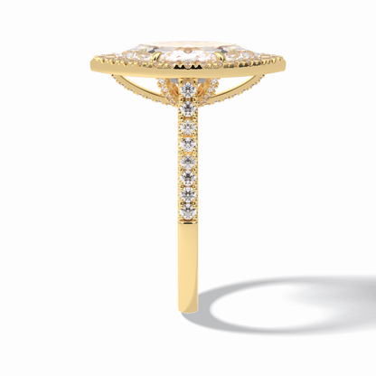 Marquise Halo & Pave Lab Grown Diamond Engagement Ring