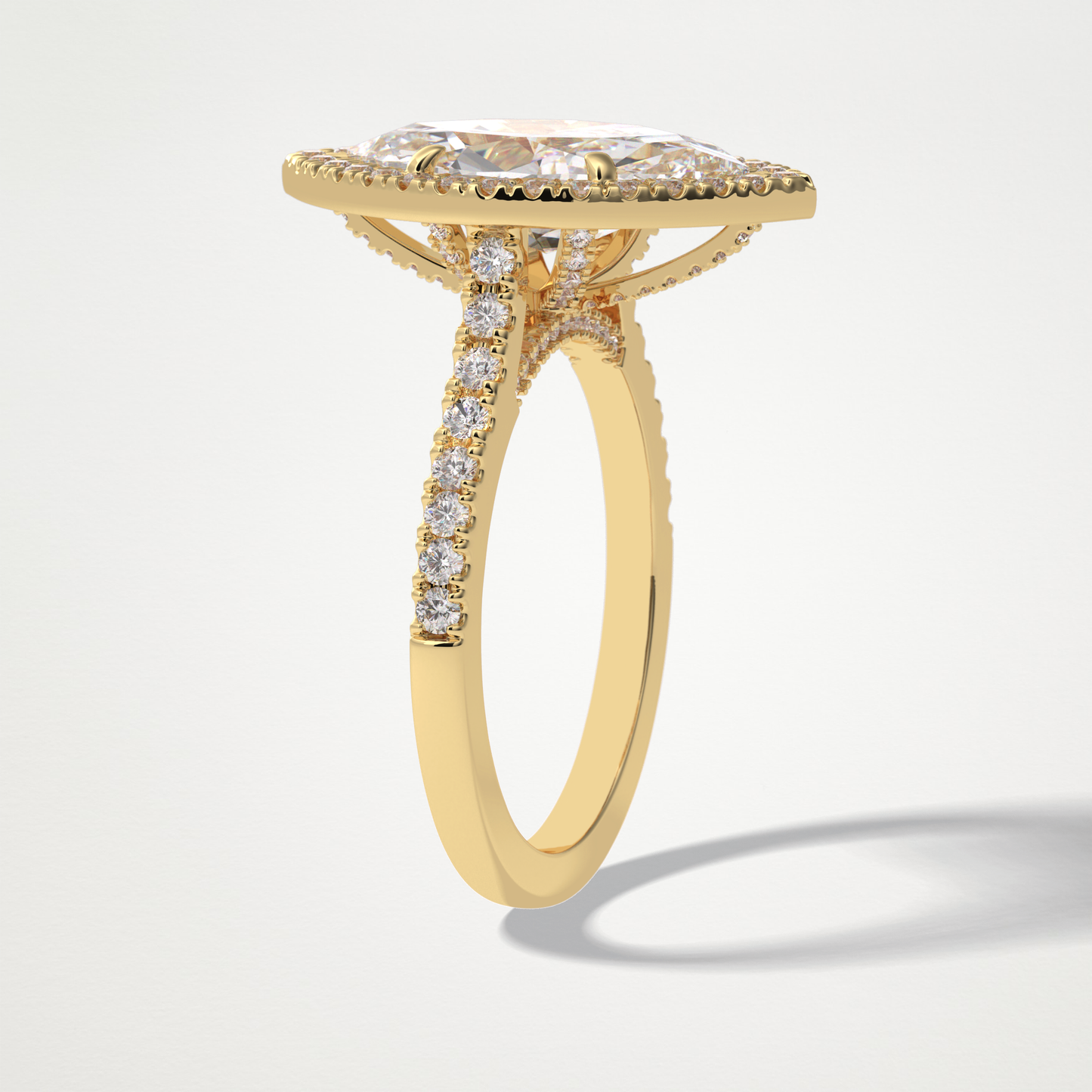 Marquise Halo & Pave Lab Grown Diamond Engagement Ring