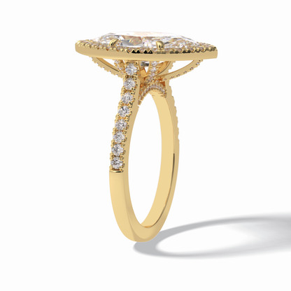 Marquise Halo & Pave Lab Grown Diamond Engagement Ring