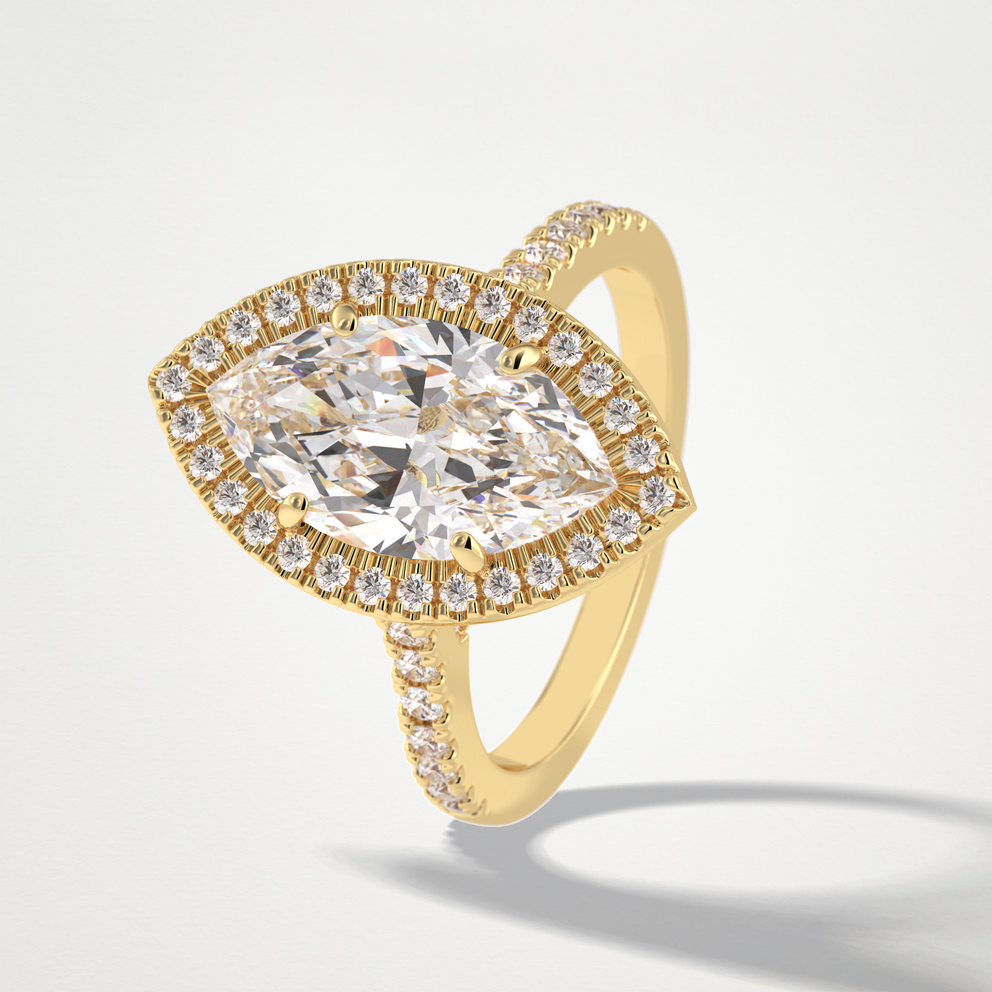 Marquise Halo & Pave Lab Grown Diamond Engagement Ring