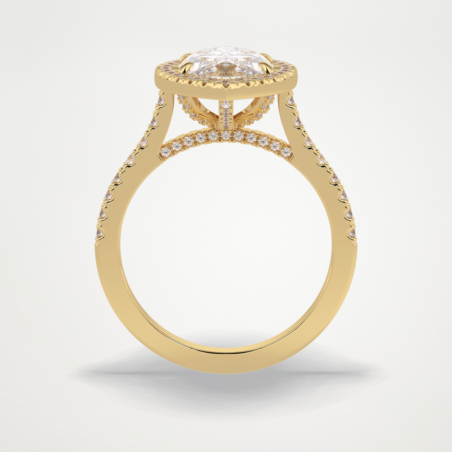 Marquise Halo & Pave Lab Grown Diamond Engagement Ring