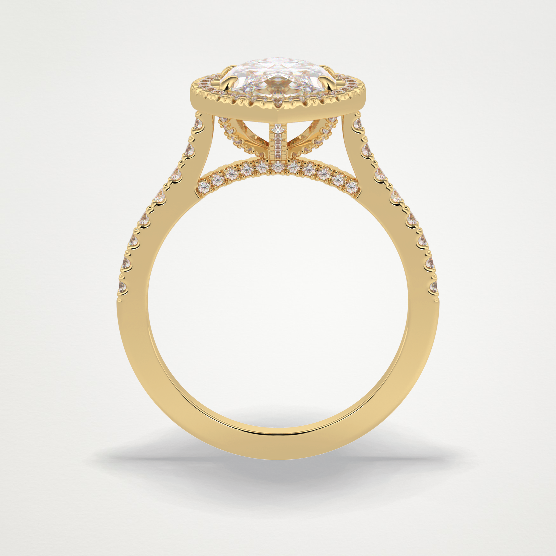 Marquise Halo & Pave Lab Grown Diamond Engagement Ring