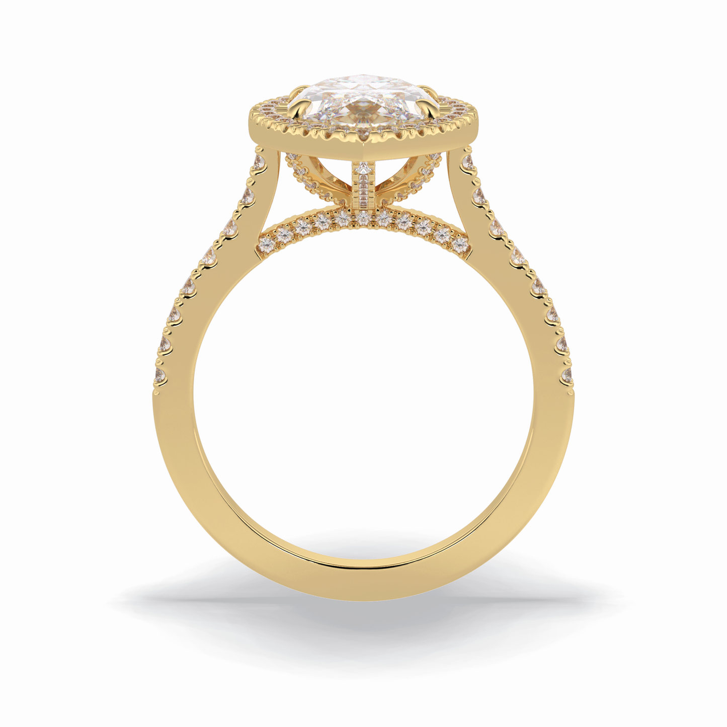 Marquise Halo & Pave Lab Grown Diamond Engagement Ring