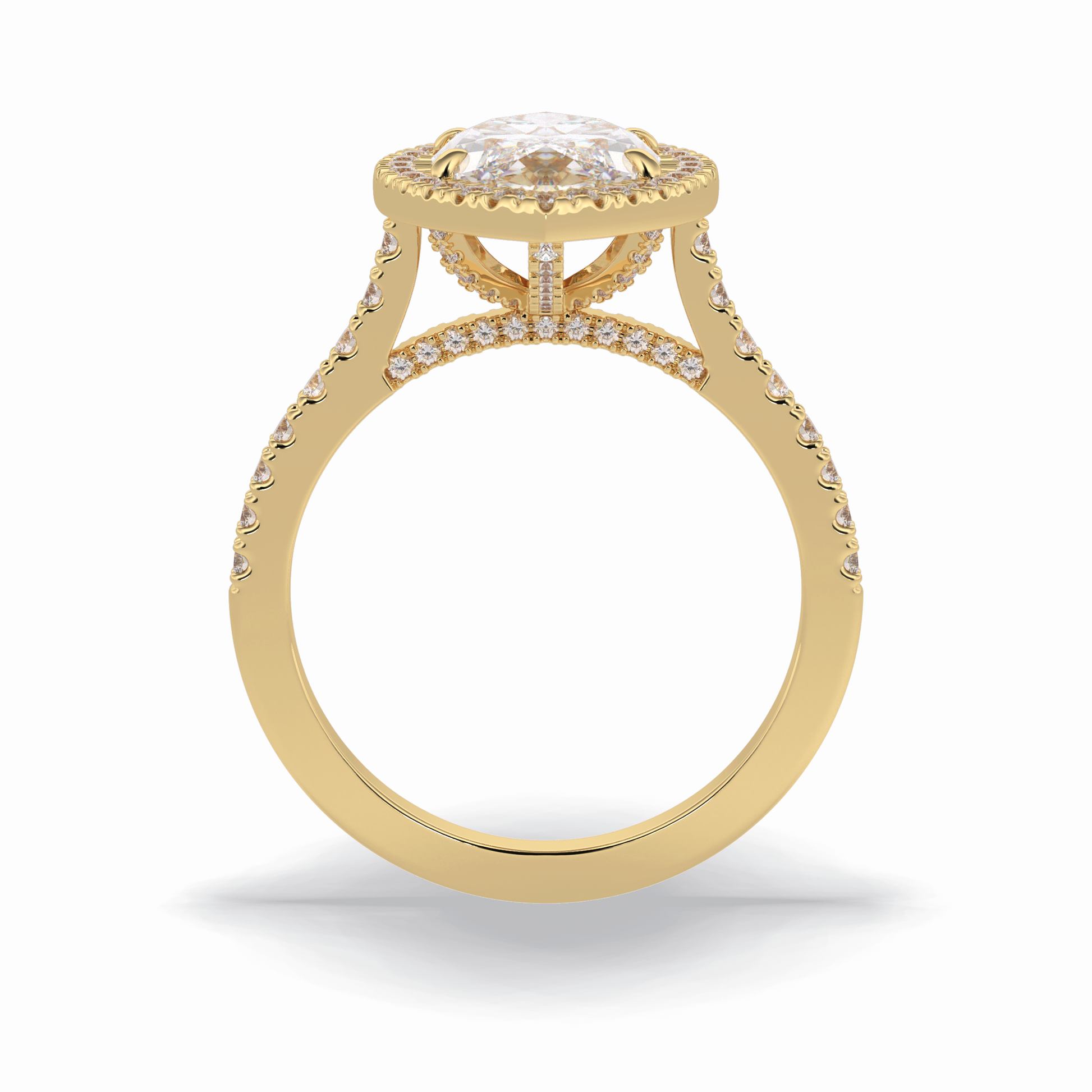 Marquise Halo & Pave Lab Grown Diamond Engagement Ring