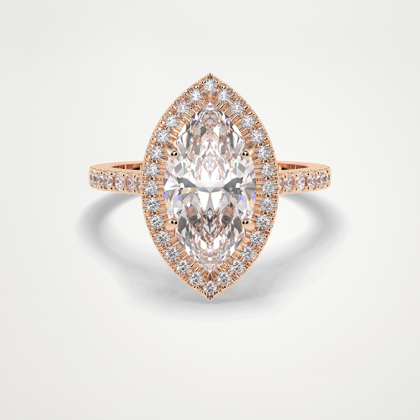 Marquise Halo & Pave Lab Grown Diamond Engagement Ring