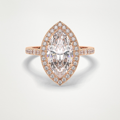 Marquise Halo & Pave Lab Grown Diamond Engagement Ring