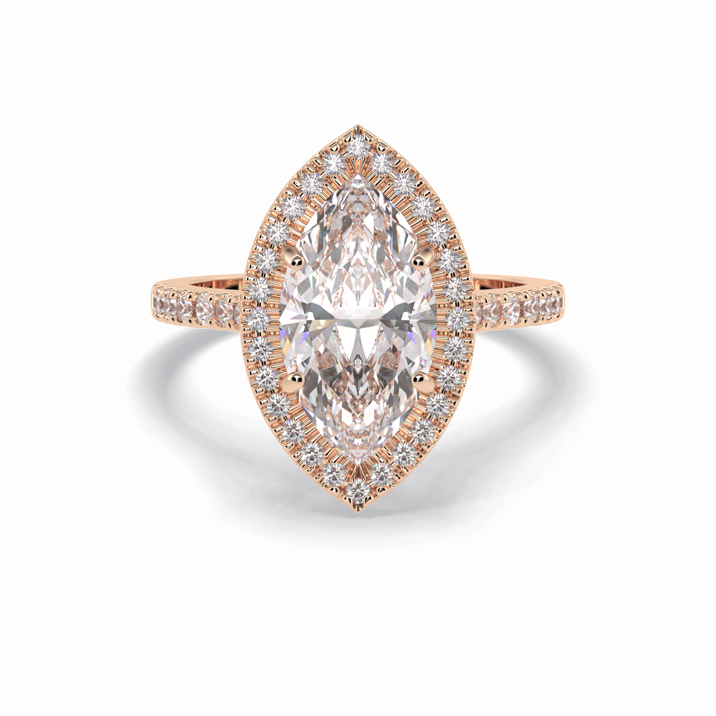 Marquise Halo & Pave Lab Grown Diamond Engagement Ring