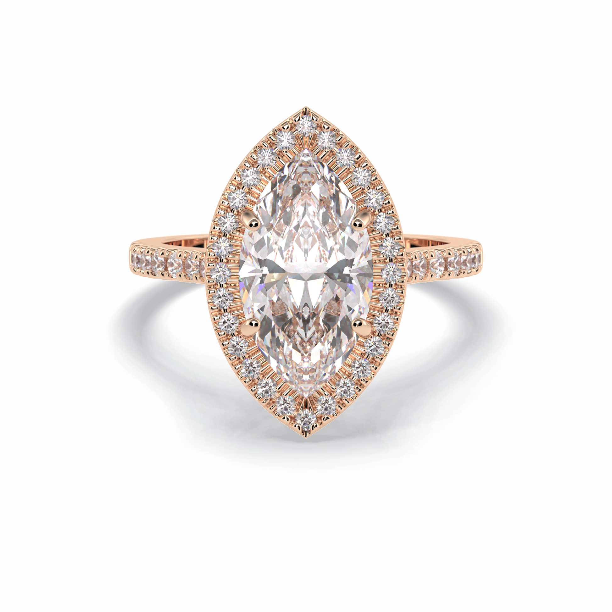 Marquise Halo & Pave Lab Grown Diamond Engagement Ring