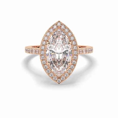 Marquise Halo & Pave Lab Grown Diamond Engagement Ring