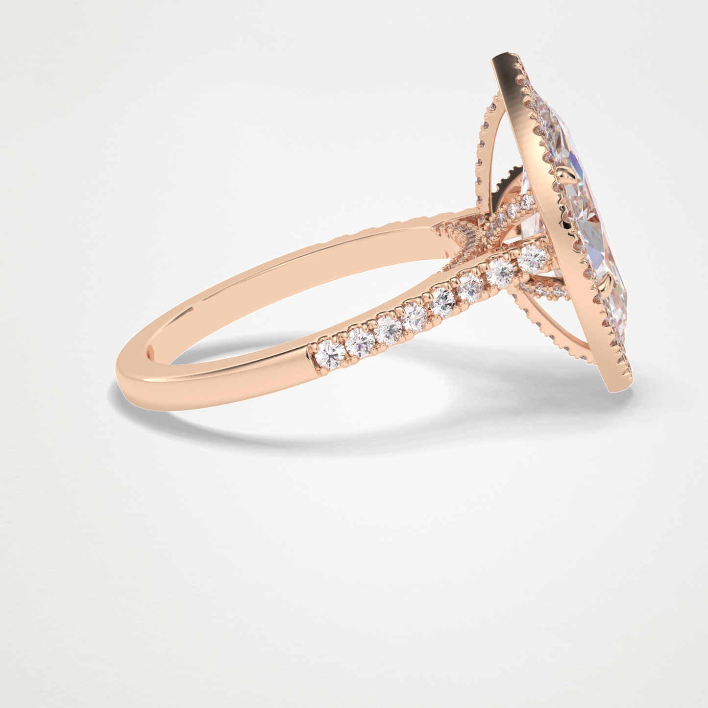 Marquise Halo & Pave Lab Grown Diamond Engagement Ring