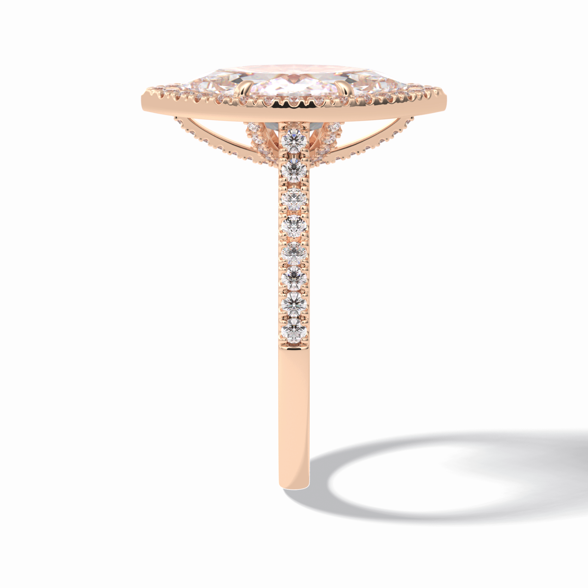 Marquise Halo & Pave Lab Grown Diamond Engagement Ring