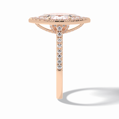 Marquise Halo & Pave Lab Grown Diamond Engagement Ring