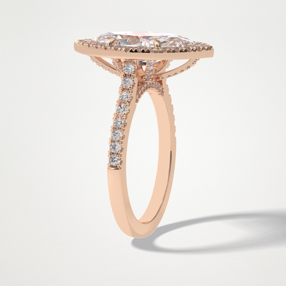 Marquise Halo & Pave Lab Grown Diamond Engagement Ring