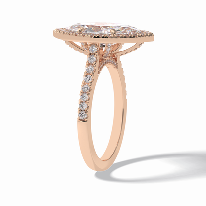 Marquise Halo & Pave Lab Grown Diamond Engagement Ring