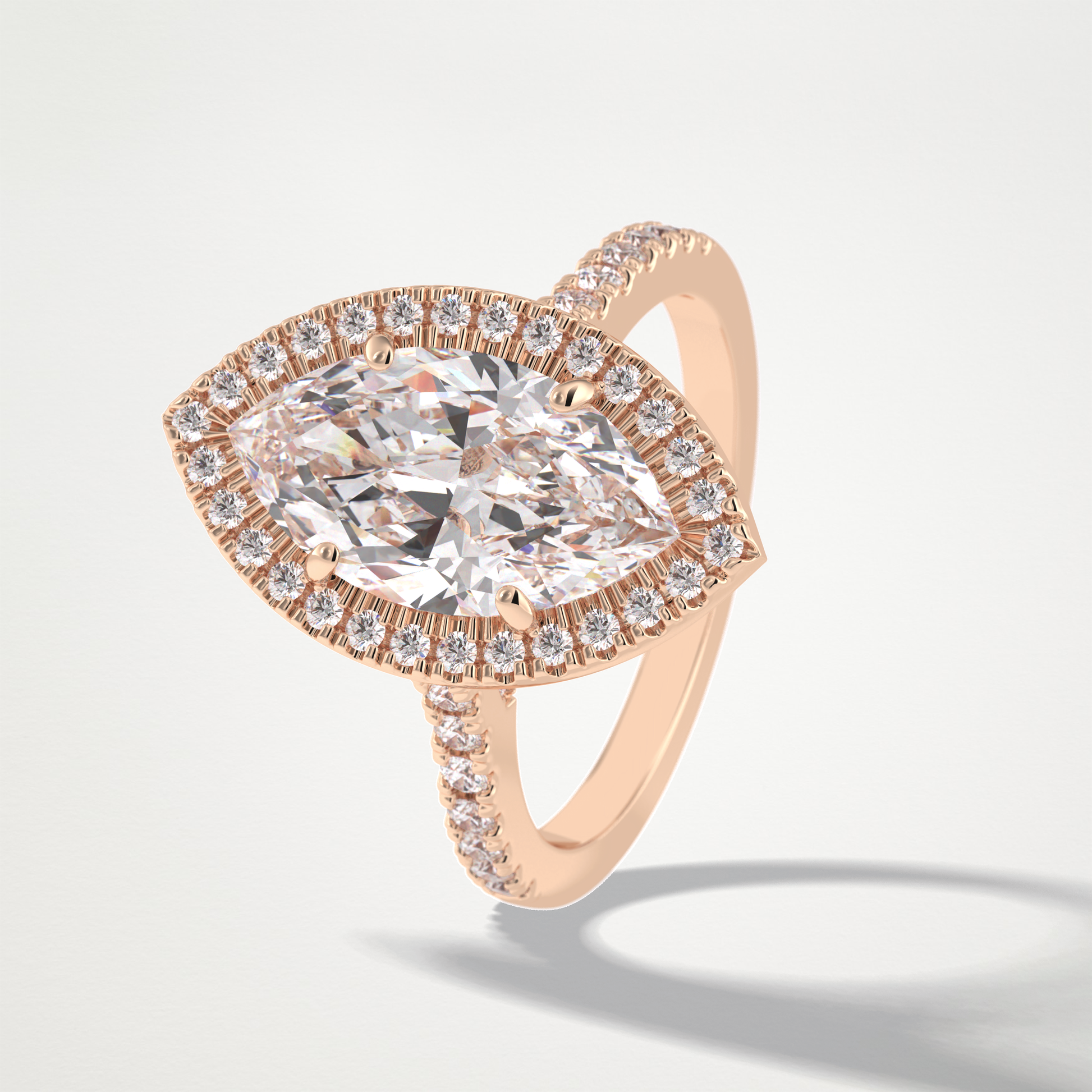 Marquise Halo & Pave Lab Grown Diamond Engagement Ring