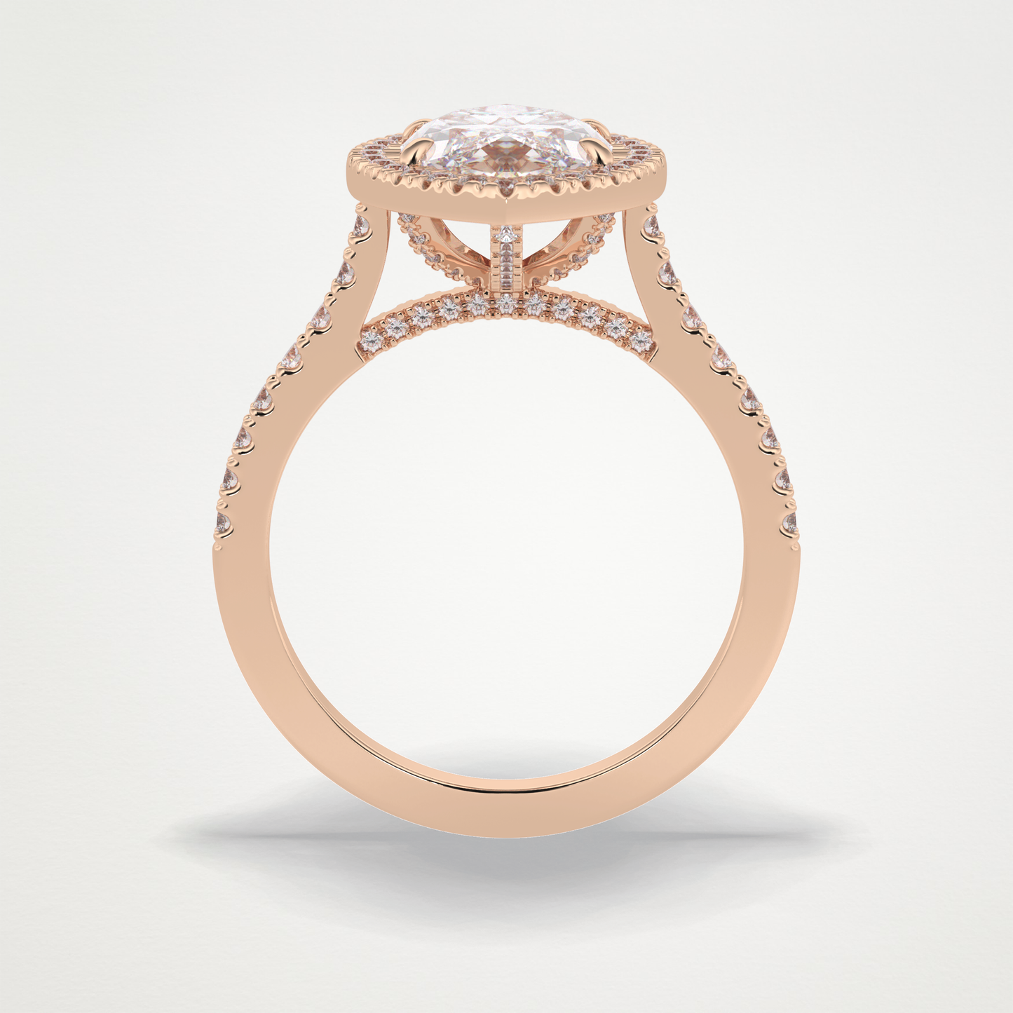 Marquise Halo & Pave Lab Grown Diamond Engagement Ring