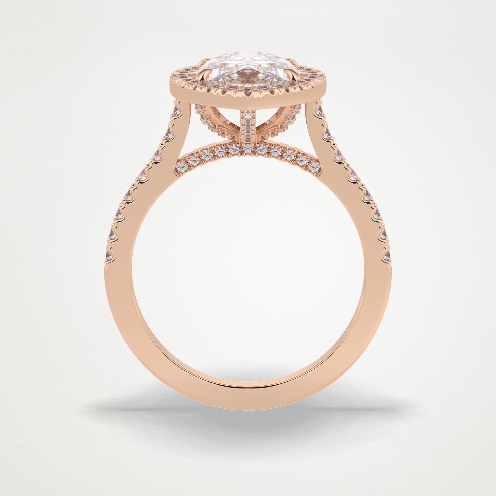 Marquise Halo & Pave Lab Grown Diamond Engagement Ring