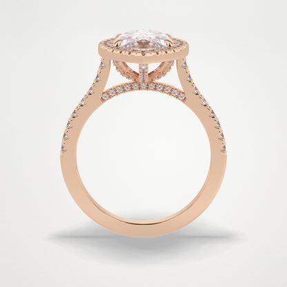 Marquise Halo & Pave Lab Grown Diamond Engagement Ring