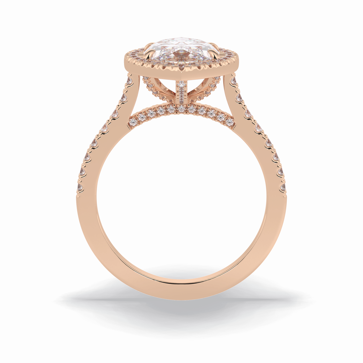 Marquise Halo & Pave Lab Grown Diamond Engagement Ring