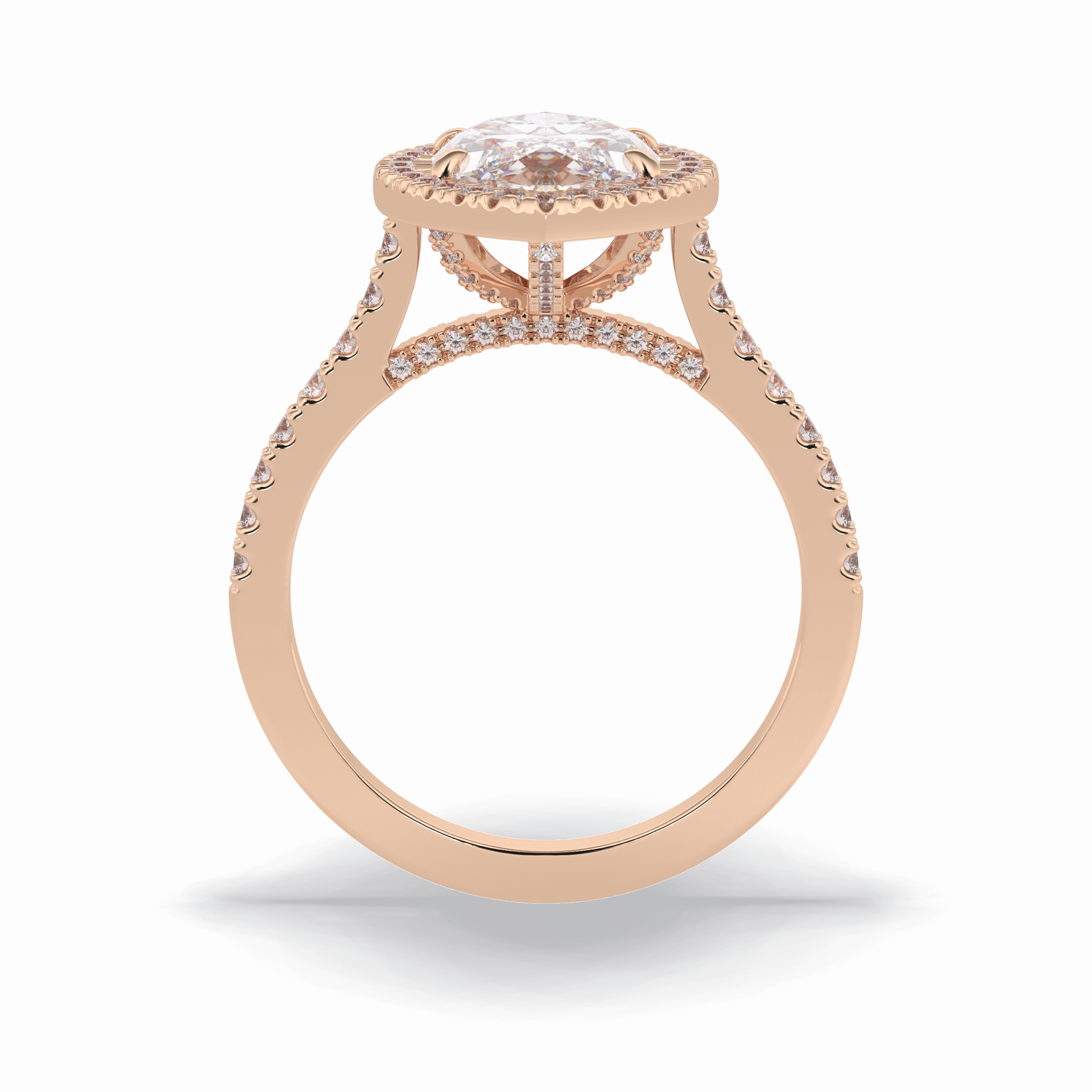 Marquise Halo & Pave Lab Grown Diamond Engagement Ring