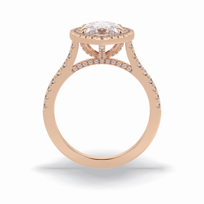 Marquise Halo & Pave Lab Grown Diamond Engagement Ring