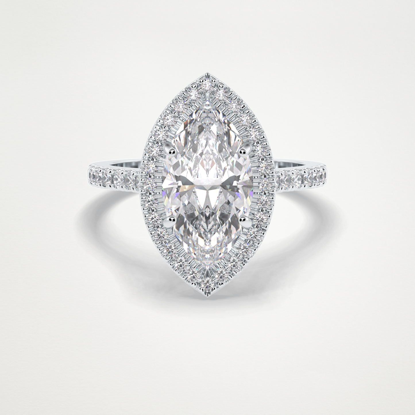Marquise Halo & Pave Lab Grown Diamond Engagement Ring