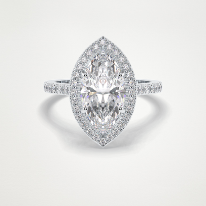 Marquise Halo & Pave Lab Grown Diamond Engagement Ring