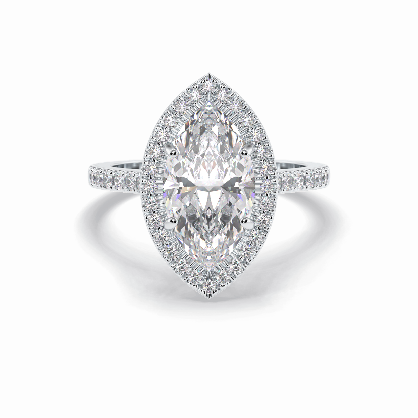 Marquise Halo & Pave Lab Grown Diamond Engagement Ring